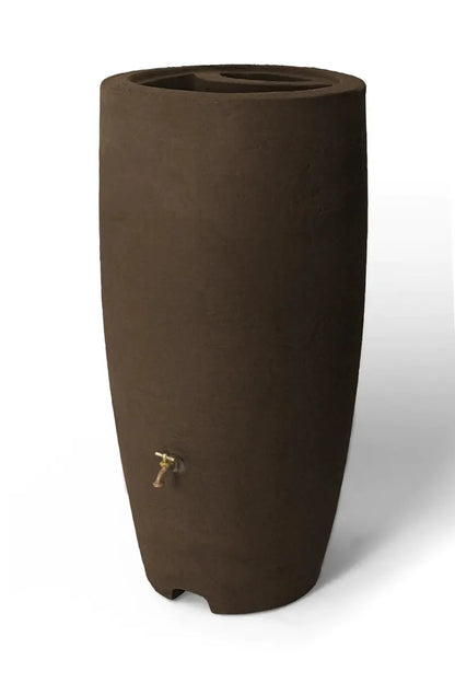 Algreen 80-Gallon Chocolate Brown Rain Barrel — Durable Plastic Outdoor Water Collection System