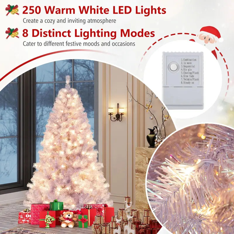 6-Foot or 7.5-Foot Pre-Lit Tinsel Christmas Tree with Warm White LED Illumination