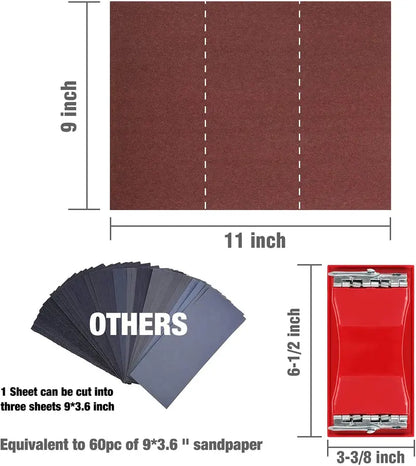 WORKPRO Assorted Sandpaper Pack  24 Sheets (80600 Grit) with Sanding Holder