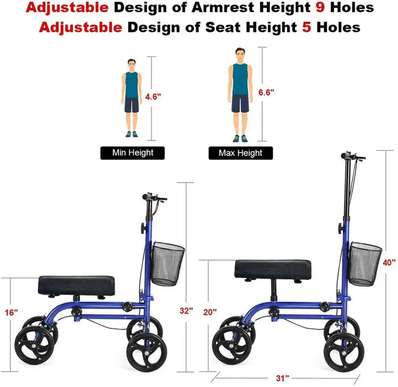 RINKMO Lightweight Steerable Knee Scooter  Budget-Friendly Mobility Walker