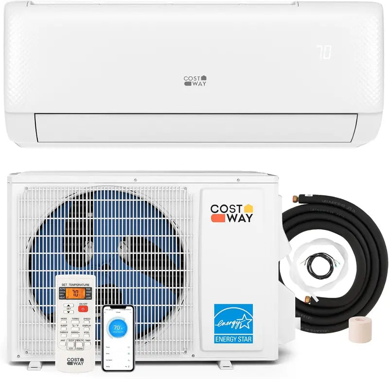 COSTWAY 11,500 BTU Mini-Split Air Conditioner  115V, 17 SEER2 Inverter System with Wi-Fi Control