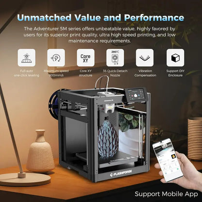 Adventurer 5M Entry-Level 3D Printer  Auto Bed Leveling & High-Speed Printing