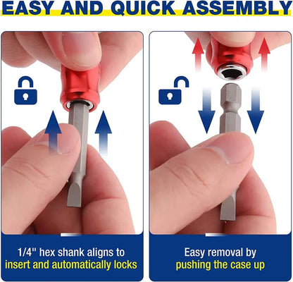WORKPRO 3-Piece Color-Coded Hex Shank Bit Holder Set  Aluminum Alloy, Keychain Design