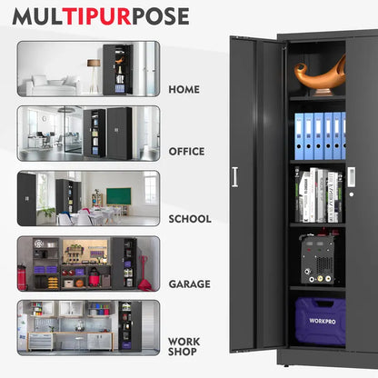 WORKPRO Steel Garage Storage Cabinet  Lockable Metal Unit with Doors and Adjustable Shelving