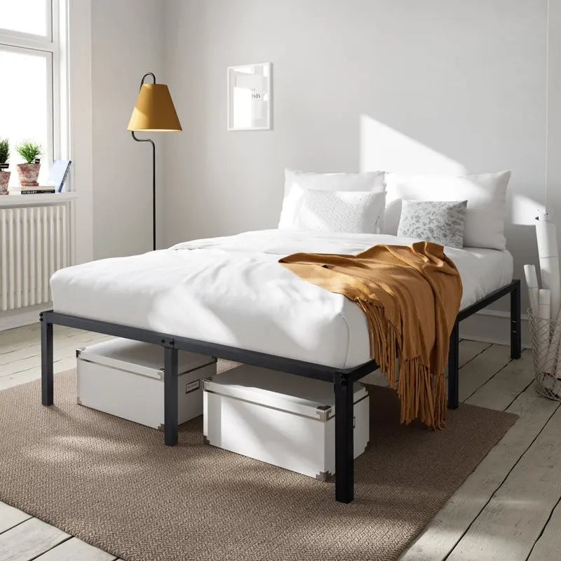 Amolife Heavy Duty Queen Size Metal Platform Bed Frame with 16.5  Large under Bed Storage Space