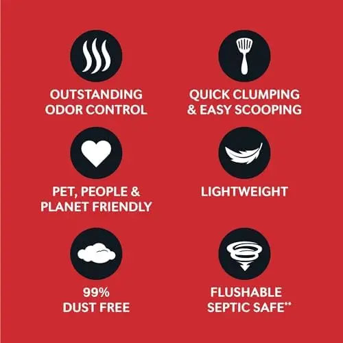 Multiple Cat Unscented Litter, 32 lbs, Natural, Quick Clumping, Flushable, 99% Dust-Free, USA Made, Long-Lasting Odor Control, Easy Scooping