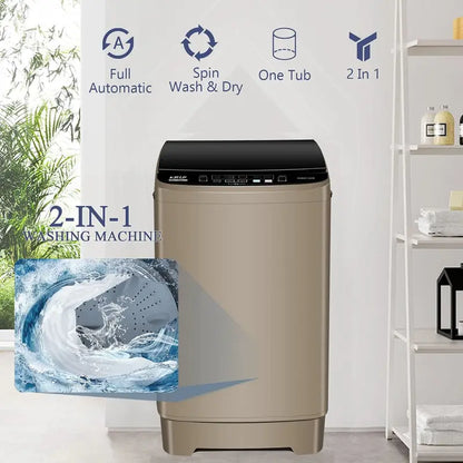 Full-Automatic Portable Washing Machine  17.7-Lb Capacity for Small Spaces