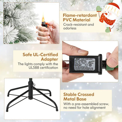 6- or 7-Foot Collapsible Pop-Up Snow-Flocked Artificial Christmas Tree