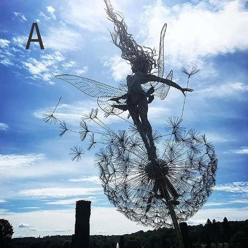 Aeris Dancing Fairy Garden Statue  Rust-Resistant Steel Sculpture with Delicate Wind-Swaying Details