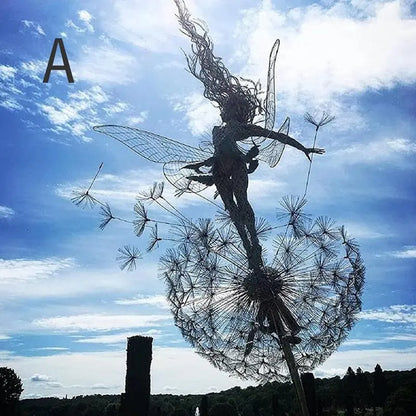Aeris Dancing Fairy Garden Statue  Rust-Resistant Steel Sculpture with Delicate Wind-Swaying Details