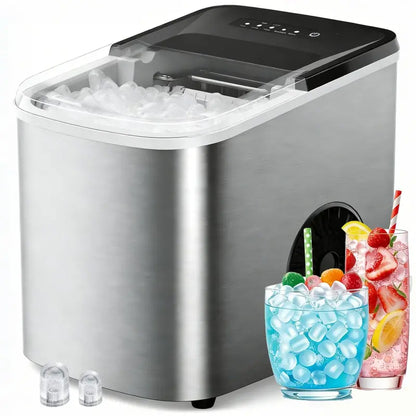High-Yield Countertop Ice Maker  38 lb/Day Output, 9 Cubes in 3.5 Minutes, Dual Bullet Sizes, Self-Cleaning for Camping, RV & Parties