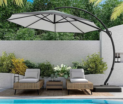 LAUSAINT HOME Cantilever Patio Umbrella  11-Foot Curved Deluxe Shade with Included Base