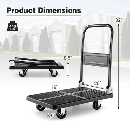 Foldable Hand Truck Dolly, 440-LB Load Capacity Moving Platform (28″ x 19″)