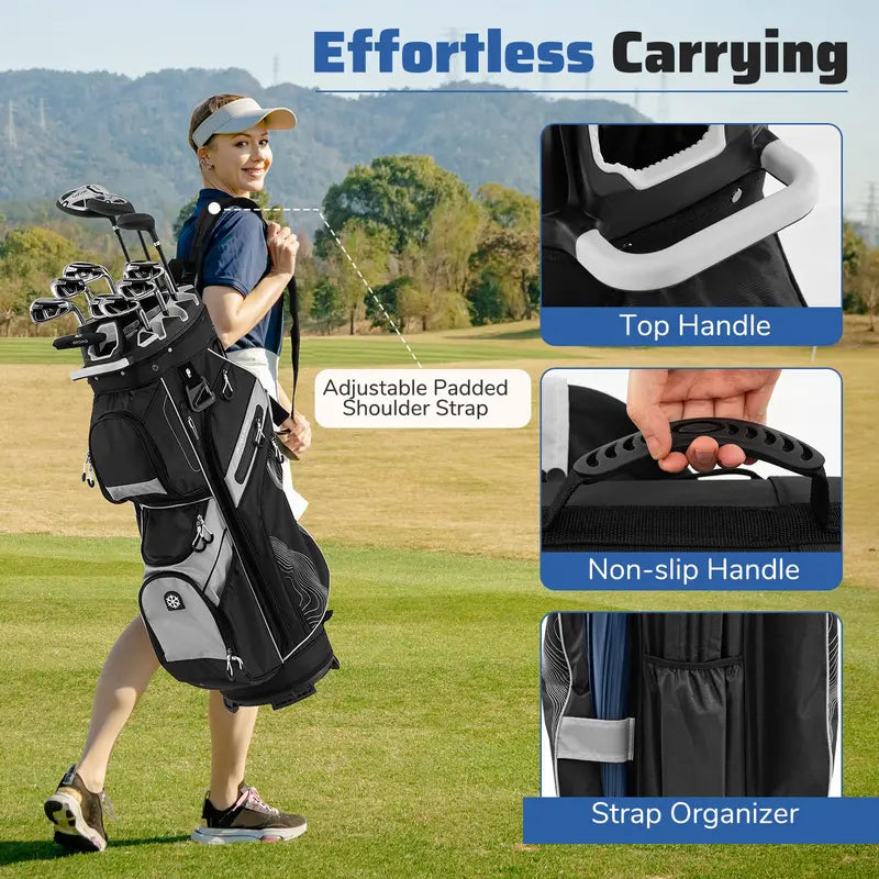 Lightweight Molded Golf Bag with 14-Way Full-Length Club Dividers