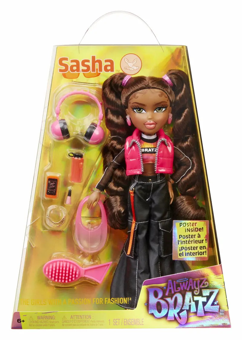 Bratz Alwayz Sasha Fashion Doll with 10 Accessories & Poster  Multicolor