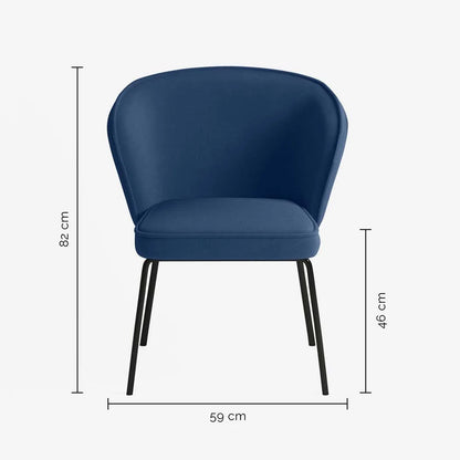 Chaise en velours bleu nuit