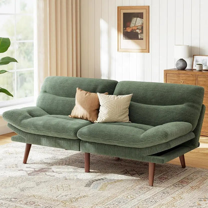 Adjustable Futon Sofa Bed  Modular Backrests & Armrests, Converts Effortlessly to a Sleeper Couch