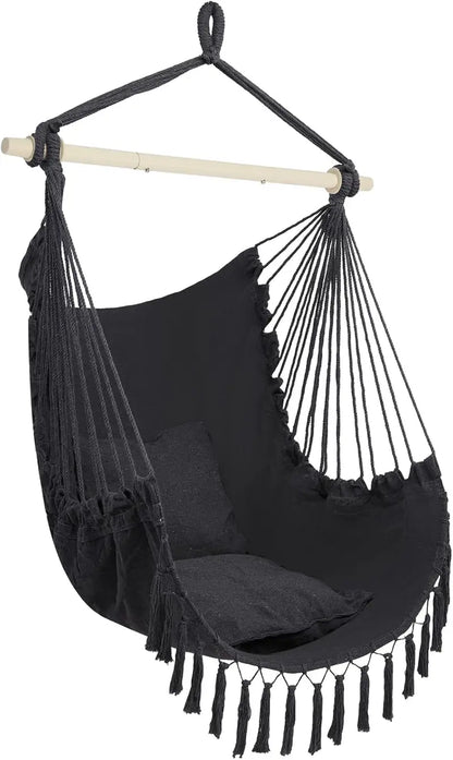 ONCLOUD Macramé Hammock Chair with Heavy-Duty Rope Suspension and High-Weight Capacity