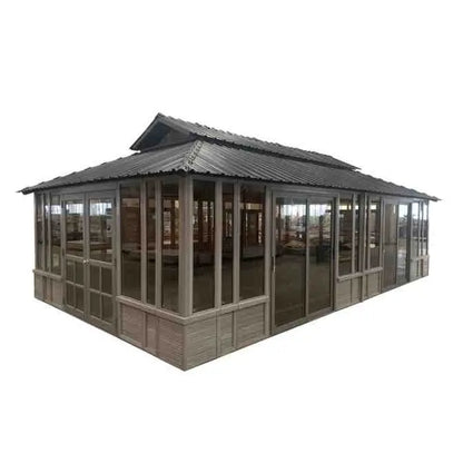 26 ft W × 15.5 ft D Solid Wood Patio Gazebo  Rustic Outdoor Garden Structure