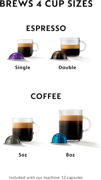 De’Longhi Nespresso Vertuo Coffee & Espresso System  Smart Capsule Recognition, Rich Crema, and Versatile Brew Sizes