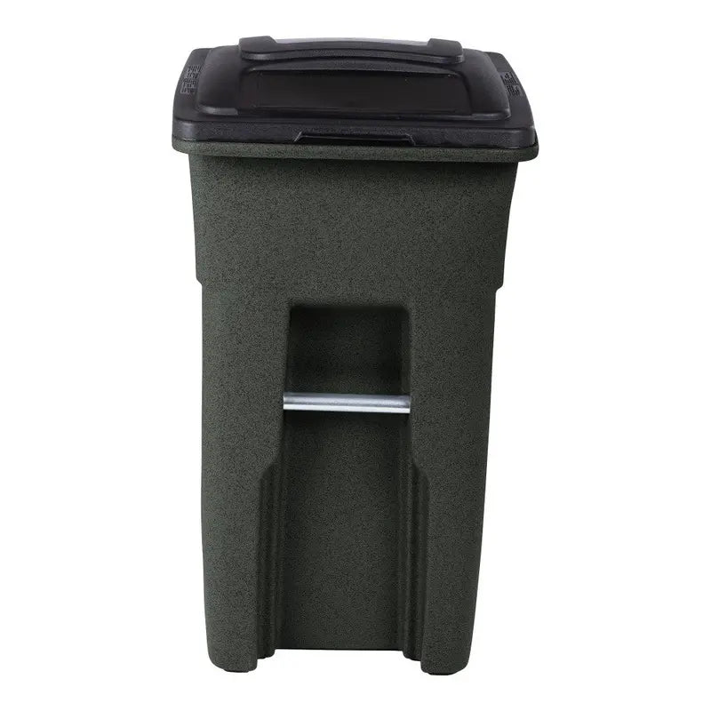Toter 32 Gallon Greenstone Trash Can with Quiet Wheels and Attached Lid for Indoor/Outdoor Use
