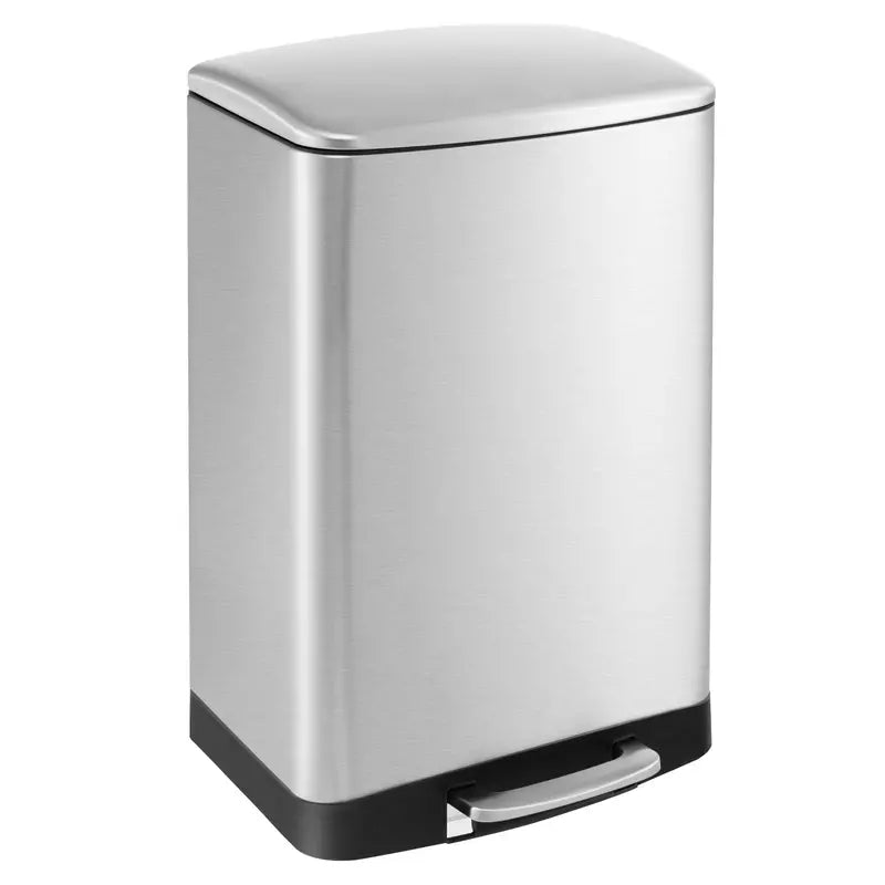 50-Liter Stainless Steel Touchless Trash Can with Locking Lid and Soft-Close Mechanism