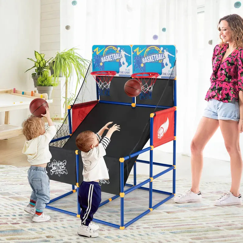 Dual-Player Kids’ Basketball Arcade Game with 4 Balls and Inflation Pump