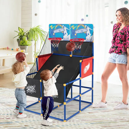 Dual-Player Kids’ Basketball Arcade Game with 4 Balls and Inflation Pump