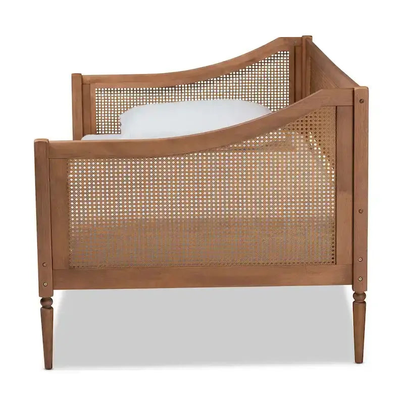 Ogden Twin Daybed  Mid-Century Modern Synthetic Rattan Lounger with Clean Lines
