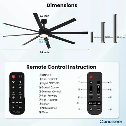 72-Inch Modern Ceiling Fan  Indoor/Outdoor Use for Living Rooms, Cafés & Patios