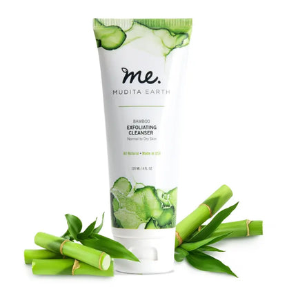 Mudita Earth Organic Bamboo Facial Scrub, 4 fl oz  Lactic Acid for Acne & Sensitive Skin