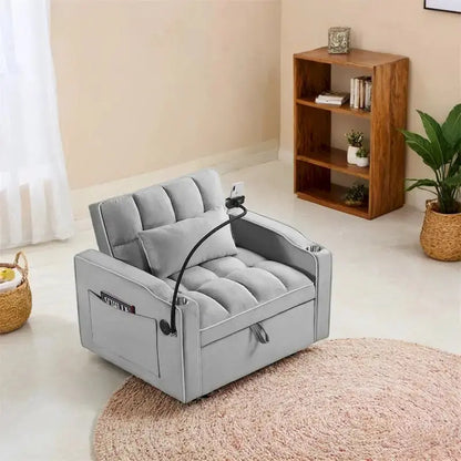 Adjustable Convertible Sleeper Chair  Space-Saving Pull-Out Sofa Bed for Small Spaces