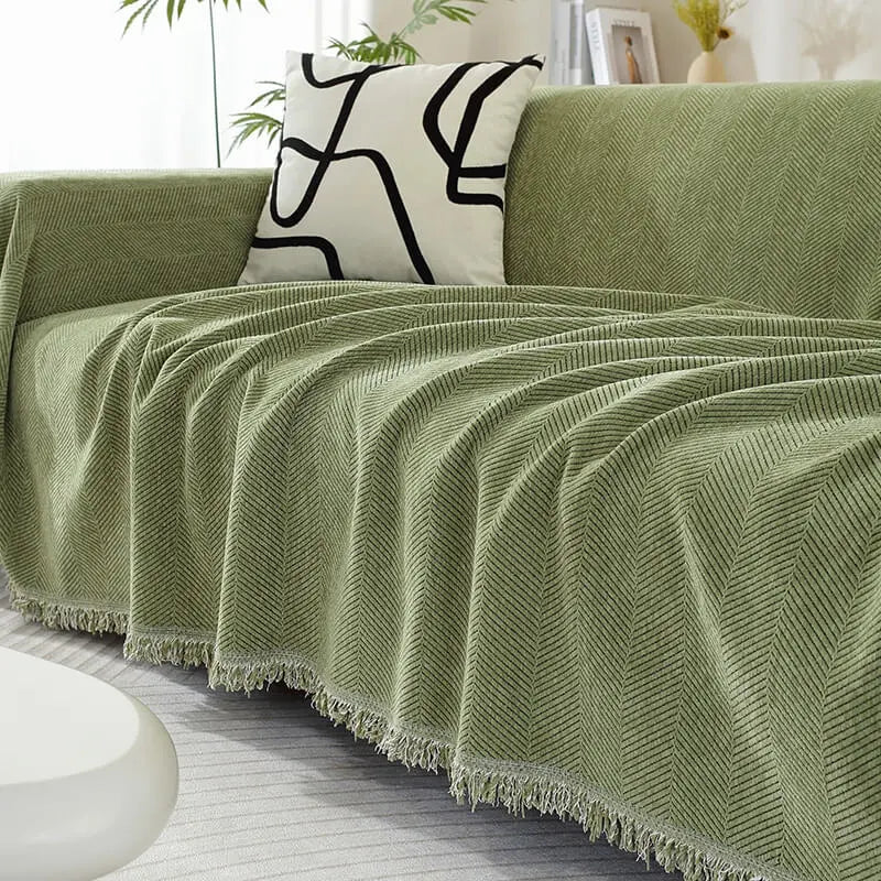 Decorative Sofa Throw Blanket  Patterned Design with Boho Tassel Trim