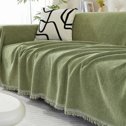 Decorative Sofa Throw Blanket  Patterned Design with Boho Tassel Trim