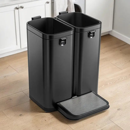 Hikmfg 60-Liter Dual-Section Recycling Bin for Home or Office