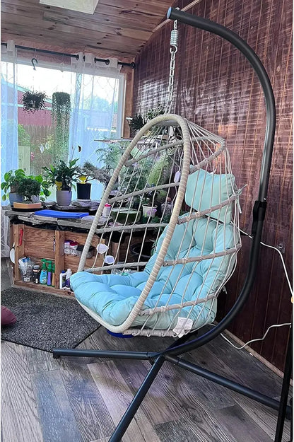 Yechen Indoor-Outdoor Egg Chair — Lightweight Wicker Hanging Swing for Living Spaces or Decks