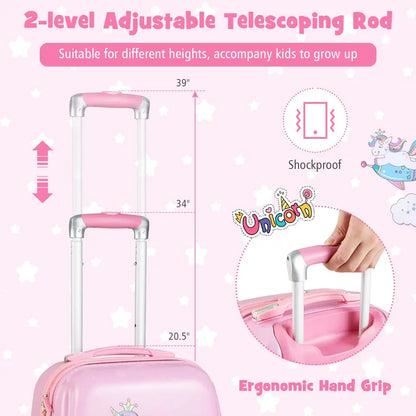 Pink Kids’ Carry-On Luggage Set: 12″ and 18″ Spinner Suitcases