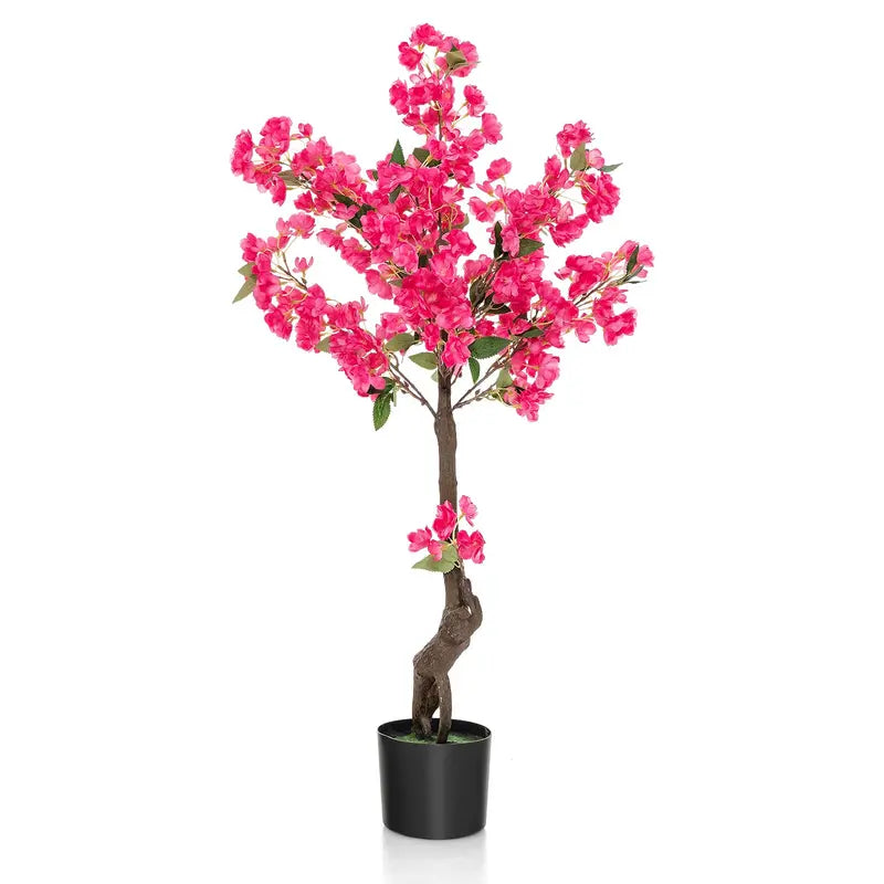 Lifelike Artificial Plum Blossom Tree  41″ Silk Floral Display with 92 Blooms & Realistic Trunk