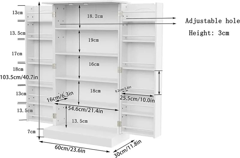 Homefort 41  Kitchen Pantry, Farmhouse Pantry Cabinet, Storage Cabinet