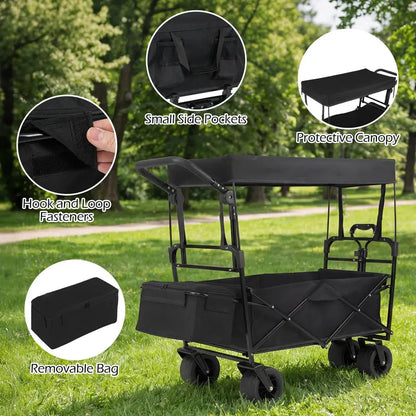 Collapsible All-Terrain Wagon with Detachable Canopy & Carry Bag