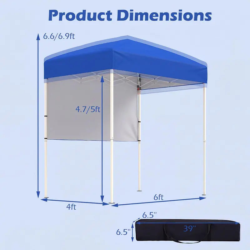 6 x 4-Foot Pop-Up Canopy  UPF 50+ Sun-Shade Tent with Quick-Setup Design & Half Sidewall
