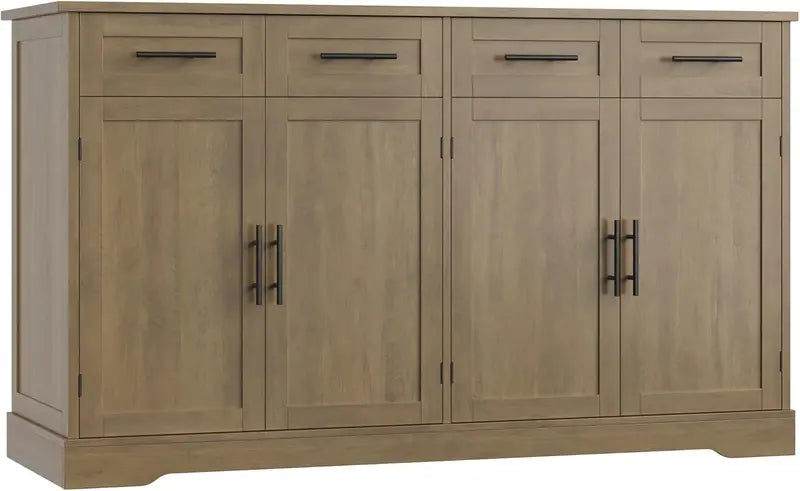 HOSTACK 60-Inch Large Kitchen Buffet  36-Inch Tall, 4-Drawer Storage Cabinet