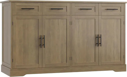 HOSTACK 60-Inch Large Kitchen Buffet  36-Inch Tall, 4-Drawer Storage Cabinet