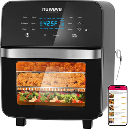 Nuwave Brio 15.5Qt Air Fryer Oven  1800W Rapid Reheating, Baking & Dehydrating with 50°425°F Range