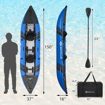 12.5-Foot Inflatable Tandem Kayak for One or Two Riders  507-Pound Weight Capacity with Full Accessory Kit & Portable Carry Bag