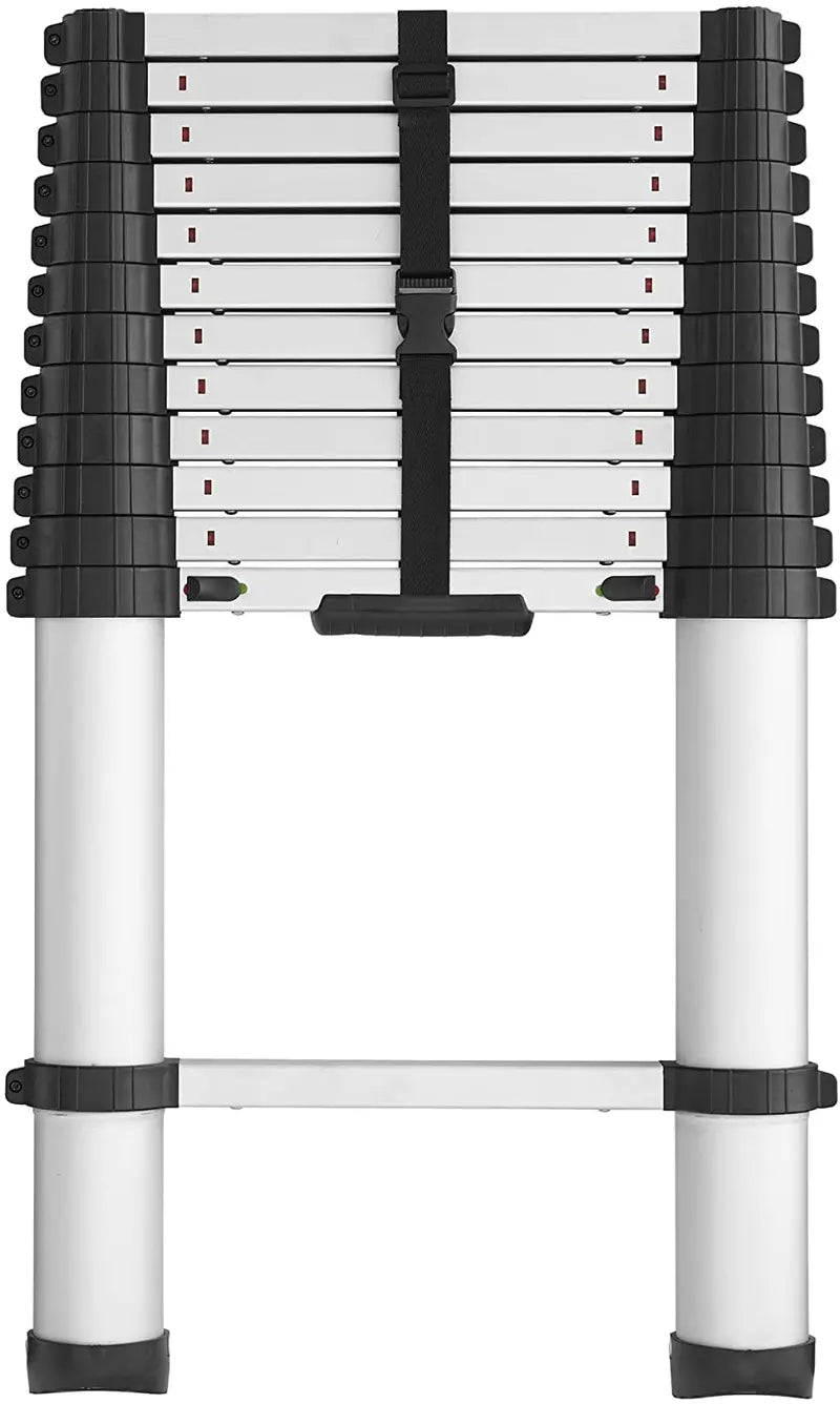 SmartClose Telescoping Aluminum Ladder  12.5 ft Extendable, 16 ft Max Reach, 300-lb Capacity