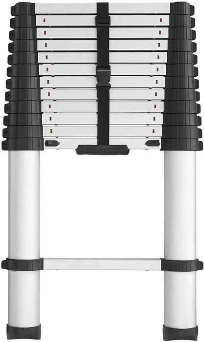 SmartClose Telescoping Aluminum Ladder  12.5 ft Extendable, 16 ft Max Reach, 300-lb Capacity
