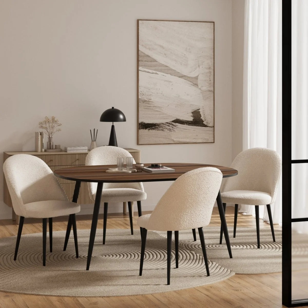 Lot de 2 chaises tissu & métal noir