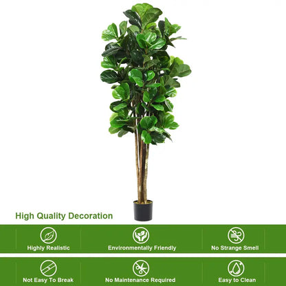 Lifelike Fiddle Leaf Fig Tree  Premium Fake Indoor Greenery Plant