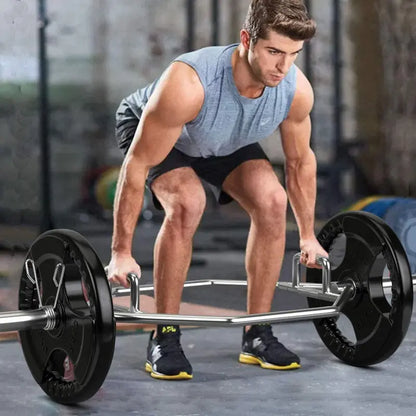 56-Inch Folding Hex Trap Bar  Chrome-Plated Deadlift and Weightlifting Bar with Dual Handles